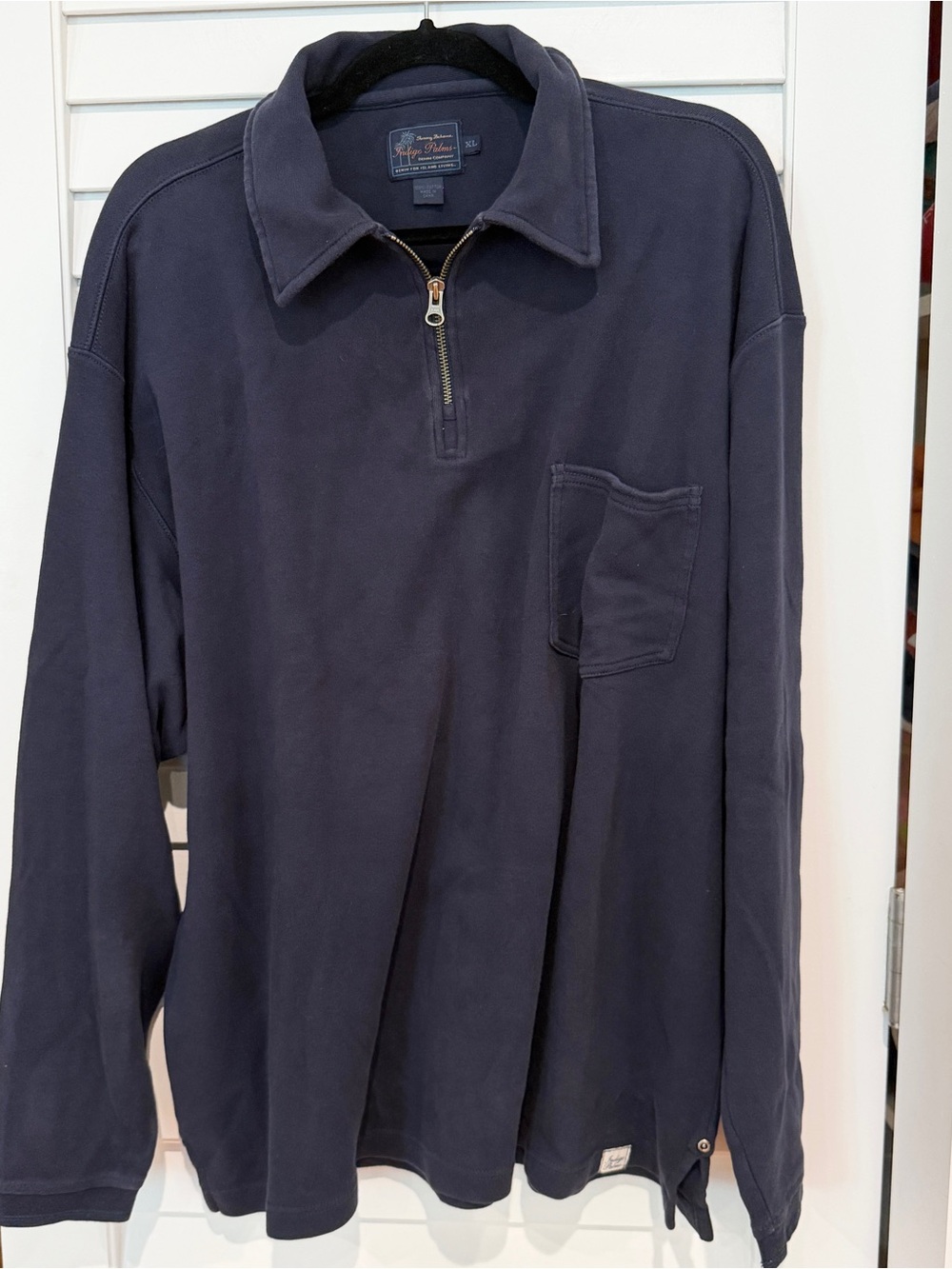 Tommy Bahama 1/4 Zip Shirt Sz XL Cotton Blue Indigo Palms Pullover Men’s